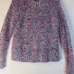 Moral Fiber Pink and Blue Fuzzy Sweater